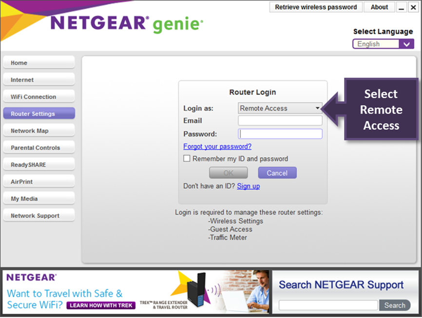 netgear genie router login does not work